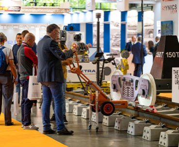 expo ferroviaria trail tracks on display and exhibitors